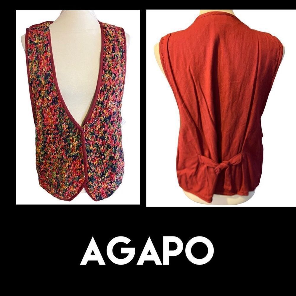 Agapo Multicolor Maroon Tailored Fit Vest Size S-NWT